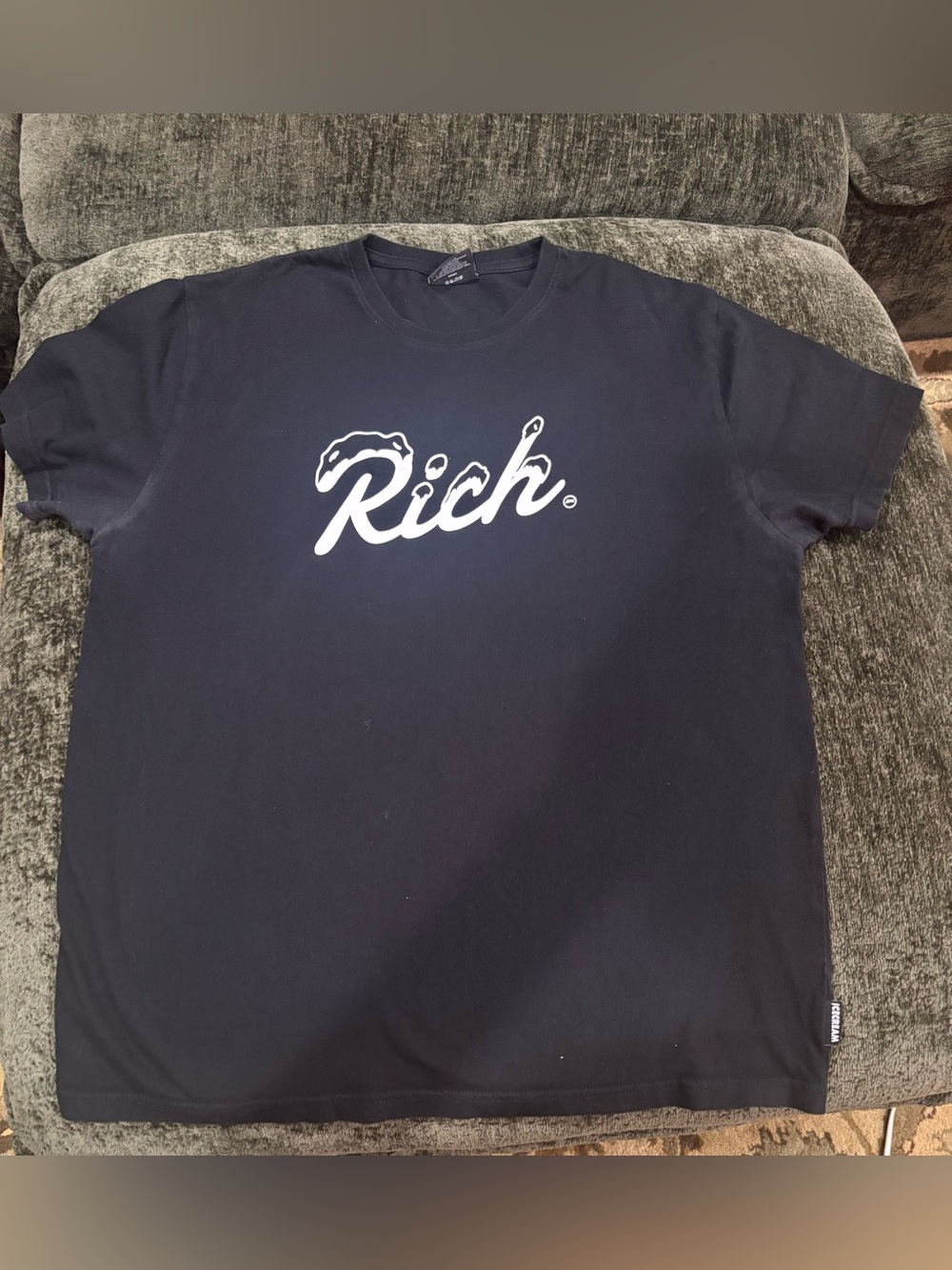 ICECREAM RICH LOGO SHORT SLEEVE CREWNECK T-SHIRT (BLACK/WHITE) LARGE